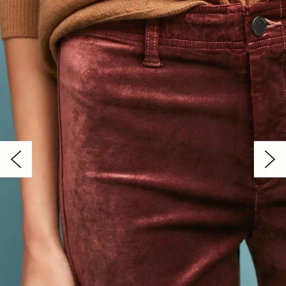 Anthropologie PAIGE Nellie Culotte Jeans Womens Size 31 Burgundy High Rise - Picture 3 of 6